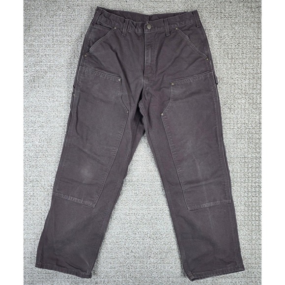 Carhartt B136 DKB Dark Brown Mens Loose Fit Canvas Work Pants Size 30x30